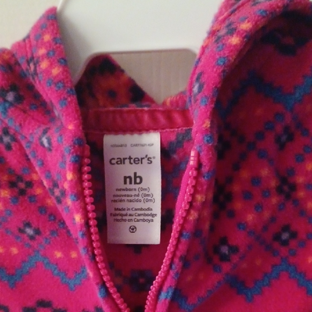 Carter's Colorful Patterned Fleece Newborn Jacket - Picture 3 of 3